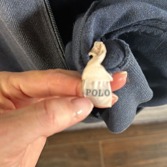 ✨ Men’s Navy Blue Polo Zip-Up Jacket with Hood - Size Large, Tag Missing - Picture 4 of 5